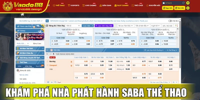 Khám phá nhà phát hành SABA Sports Vando88
